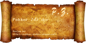 Pekker Zádor névjegykártya